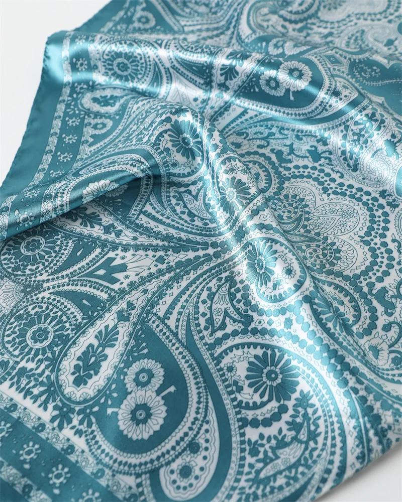 90*90cm Damen Mode Bedruckter Quadratischer Schal Großer Seidenschal Luxuriöses Strandtuch Wickeltuch Damen Hijab Halstuch – Detail 11