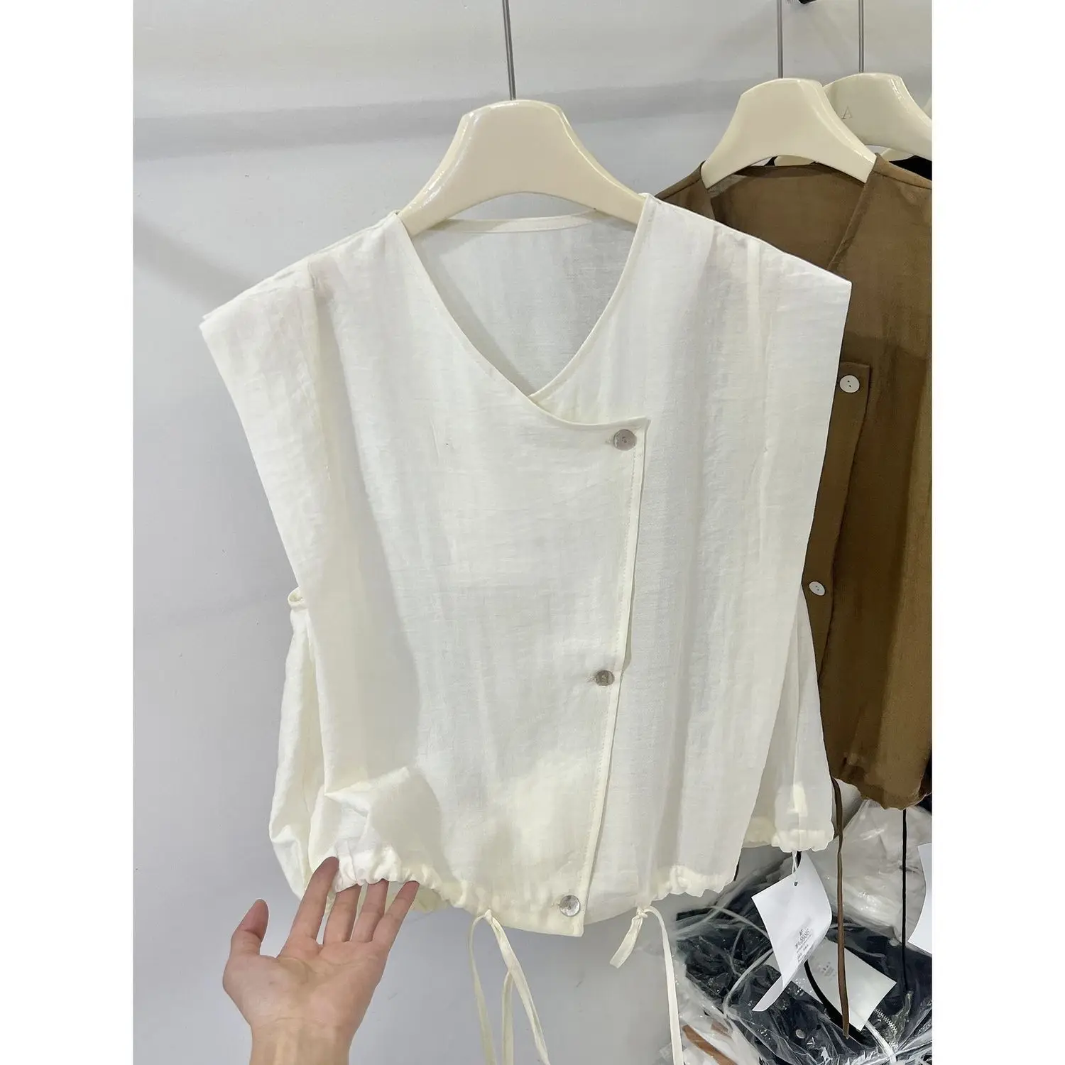 

Женская футболка свободного кроя с цветным принтом, с завязками по низу, премиум-класса, летняя новинка, из полиэстера, для повседневной носки, в стиле Sle Miss Jo.