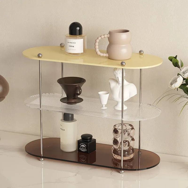 Thickened Acrylic Wrought Iron Desktop Rack Tea Set Cup Holder Dressing Table Cosmetic Toilet Multi-Layer Home Office Storage