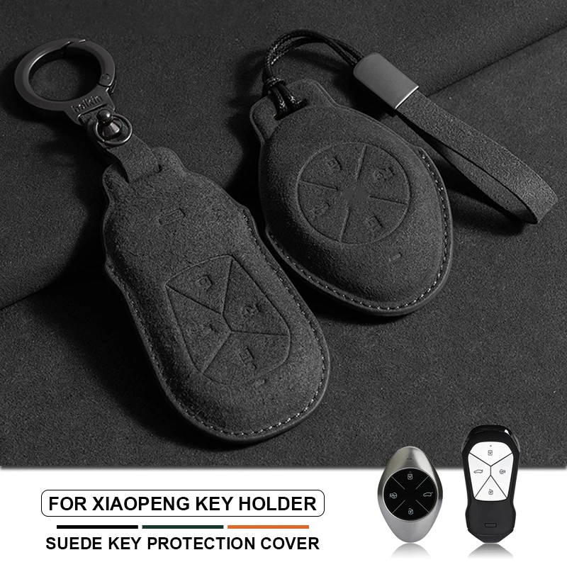 

Suede Leather Car Remote Key Case Cover For Xiaopeng Xpeng P7 P7i P5 G3 G3i G9 G6 Car Key Fob Shell Holder Keychain Accessories