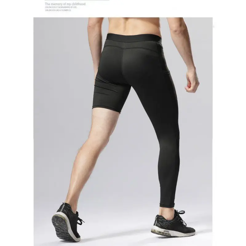 Hardloop Strakke Broek Sport Basketbal Fitness Zakken Lange Korte Been Hoge Elasticiteit Sneldrogende Basis Training Compressie Broek