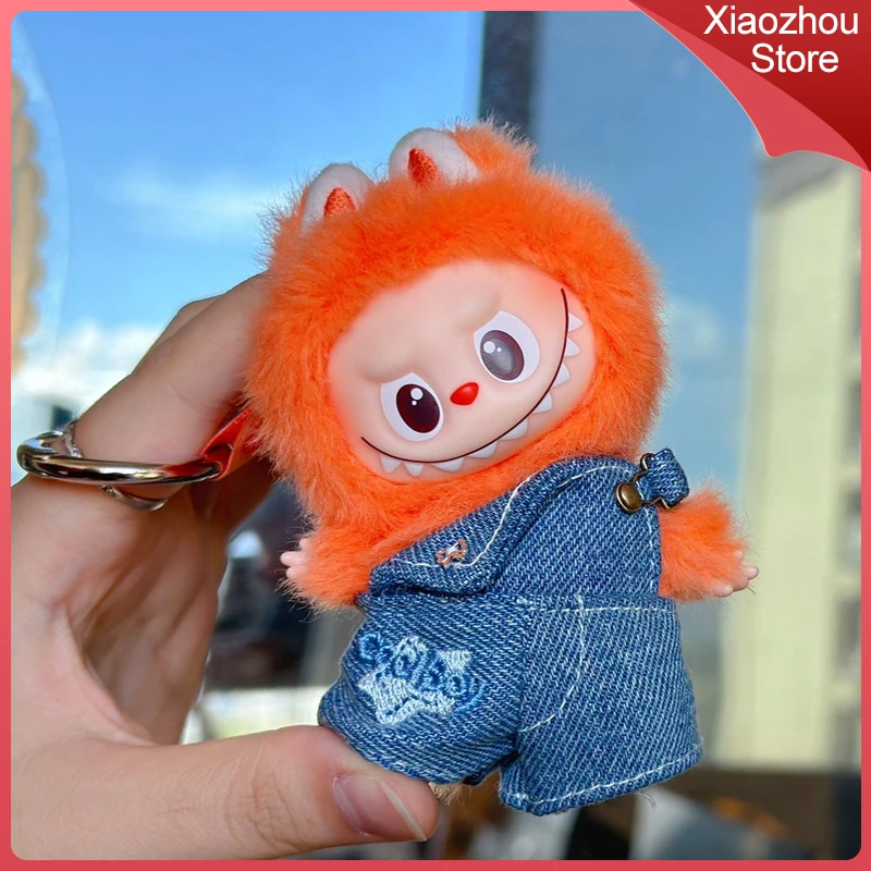 

New Suitable For Labubu Clothing 4.0 Generation Secret Code In The Heart 10cm Mini Doll Clothes Single Shoulder Denim Overalls