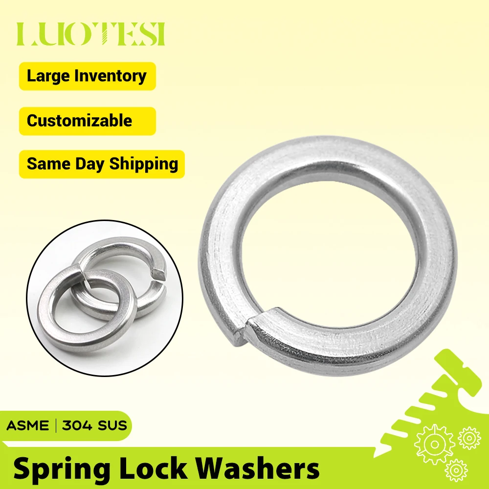 Spring Lock Washer 304 Stainless Steel US Standard 2# 4# 6# 8# 10# 12# 1/4 5/16 3/8 7/16 1/2 9/16 7/8 Split Lock Elastic Gasket