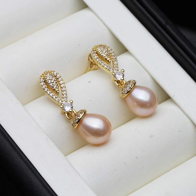 Freshwater Pearl Drop Earrings For Women,Gold Plated Natural Pearl Earring Wedding Gift Pendientes Brincos Perolas