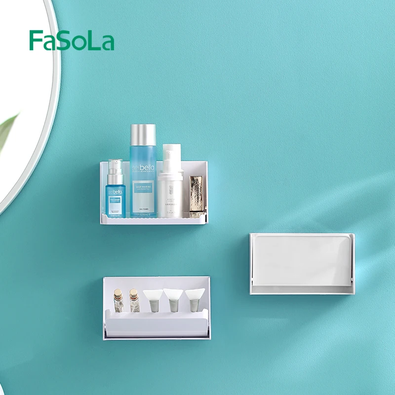 FaSoLa Floating Shelf For Wall Foldable Bathroom Organizer Shelf Wall Mount Shelf For Phone Remote Adhesive Folding Shelf