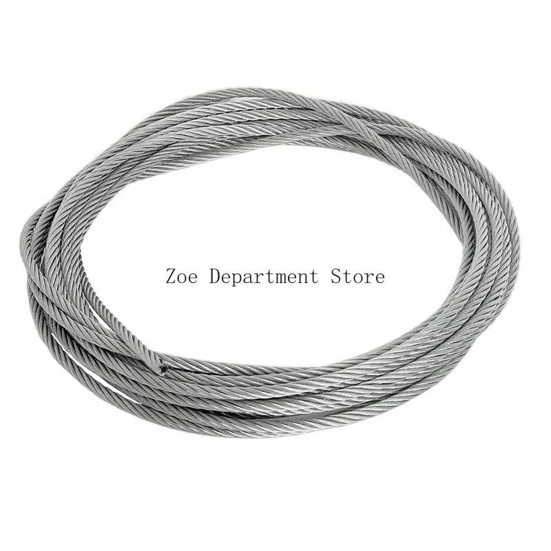 5mm Dia Steel PVC Coated, Flexible Wire Rope Cable 10 Meters Transparent + Silver