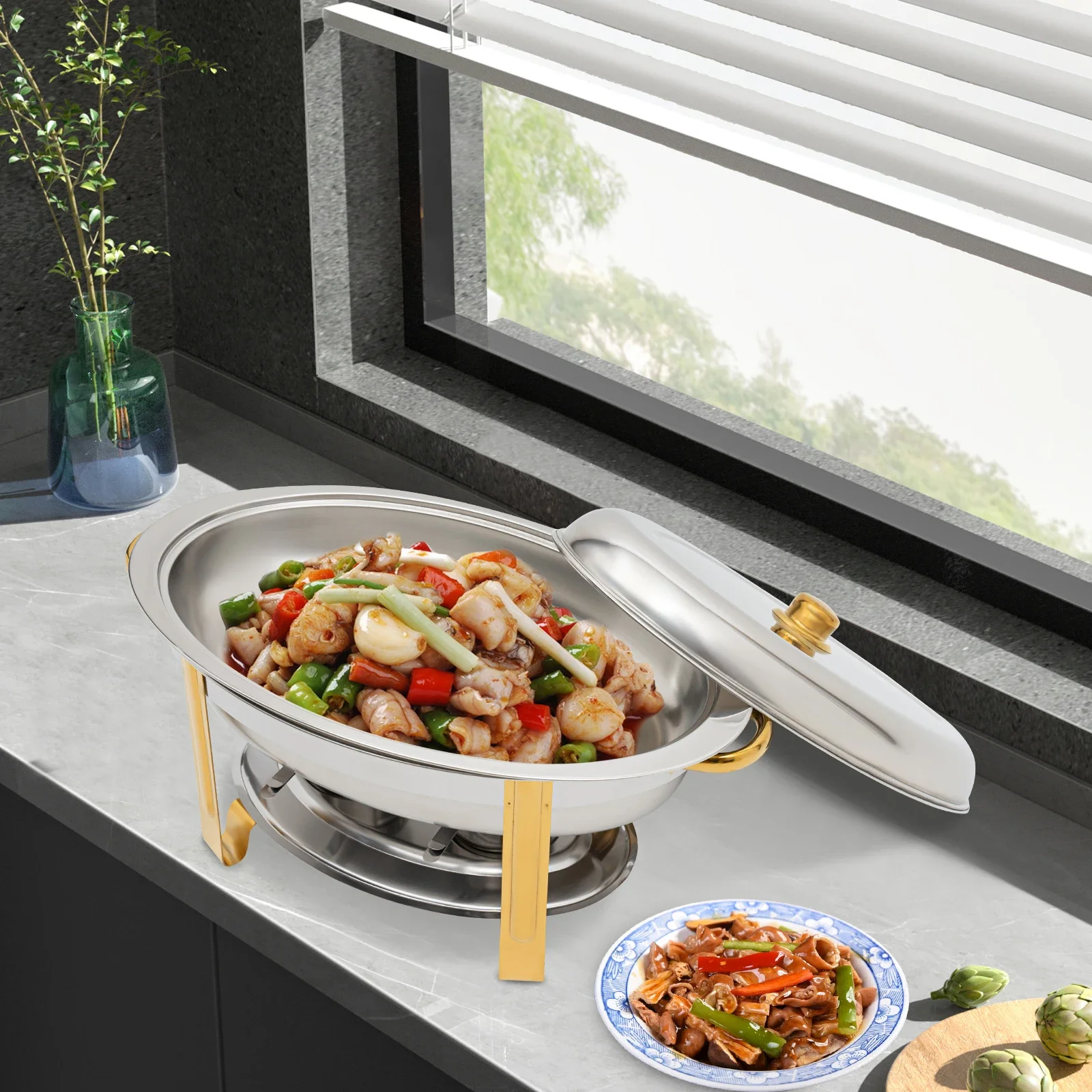 

Stainless Steel Chafing Dish Set – Buffet Warmers & Chafers for Catering and Events