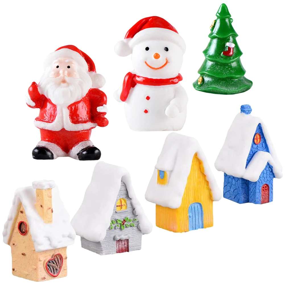 

7 Pcs Christmas Christmas Village House Adornments Resin naments Xmas Elf Garden Decor Accessories Holiday Supplies