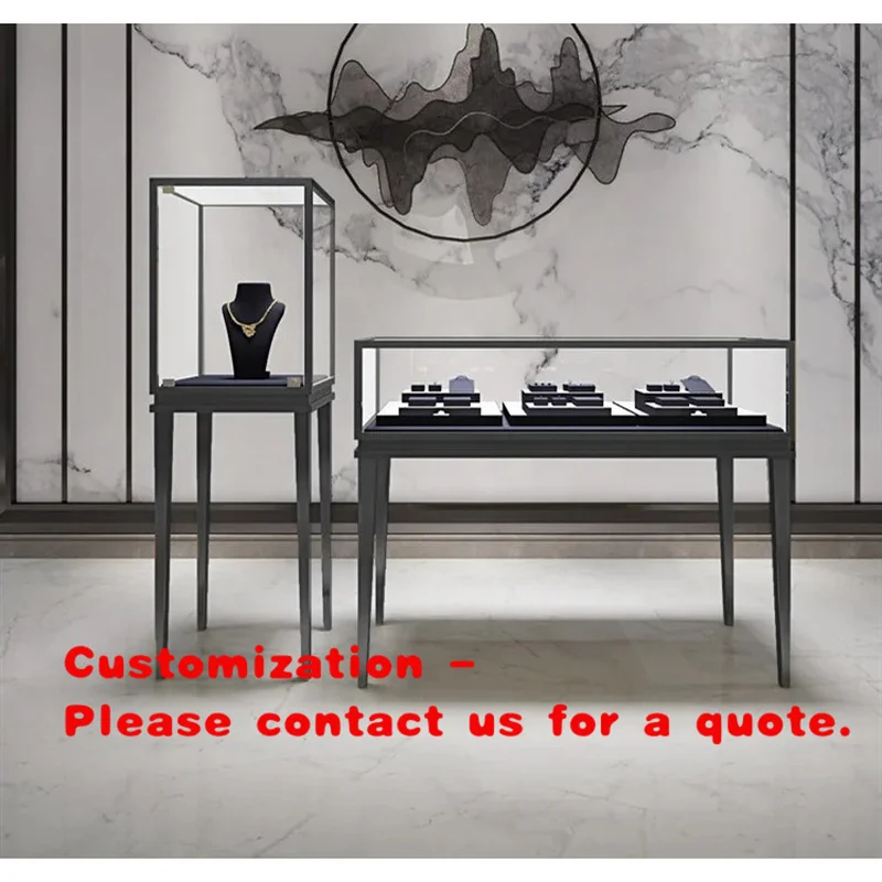custom.Multi-drawer Jewelry Display Showcase Jewelry Counter Design White Glass Table Top Jewelry Display