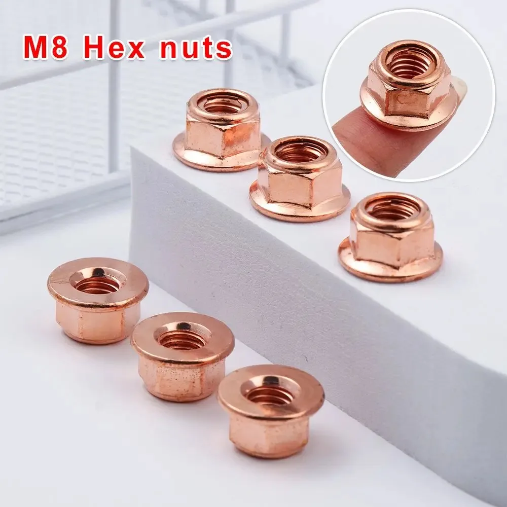 12Pcs M8 Copper Flashed Exhaust Manifold Nut 8mm Nuts High Temperature Nuts image 2