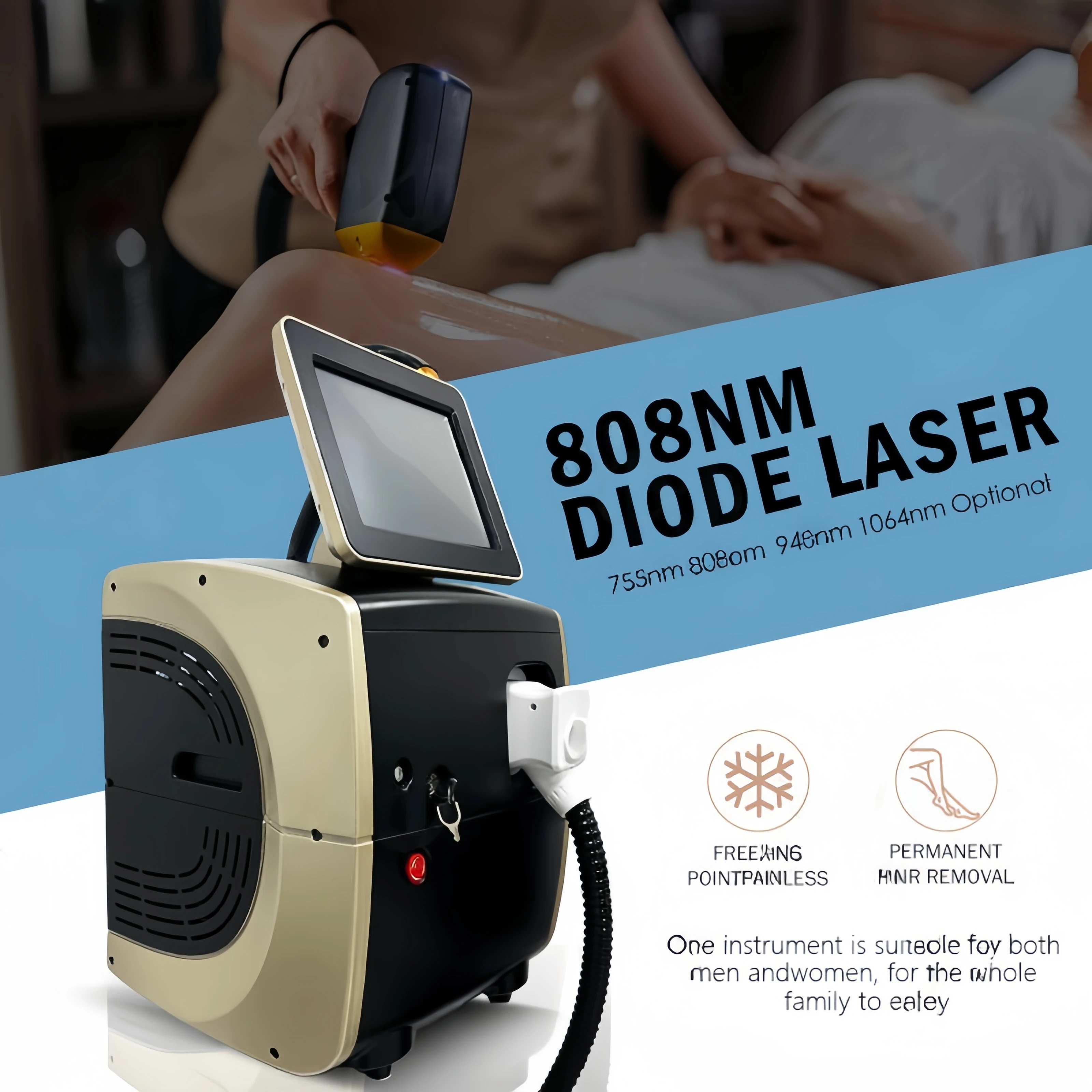 High Power Diode Las Hair Removal Machine 3 Wavelength Fast Result Hair Removing Laser Wide Application Beauty Salon