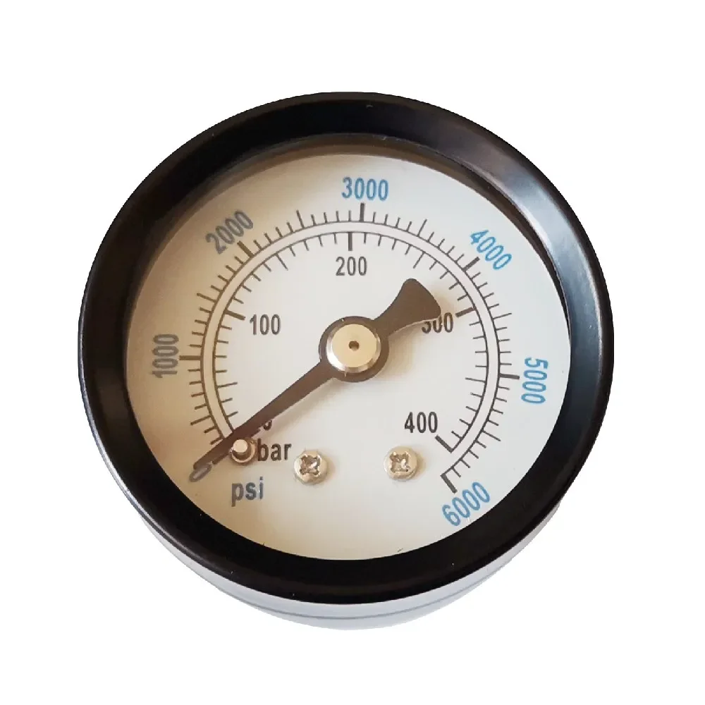 1/8'' NPT Thread 400 Bar 6000PSI Manometer For Air Gas 40mm High Pressure HPA Gauge Rear Back