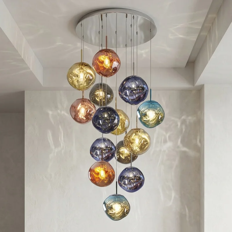 Nordic LED Pendant Light Irregular Lava Glass Lamp Modern Hanging Light for Kitchen Island Bedroom Living Room Home Deco