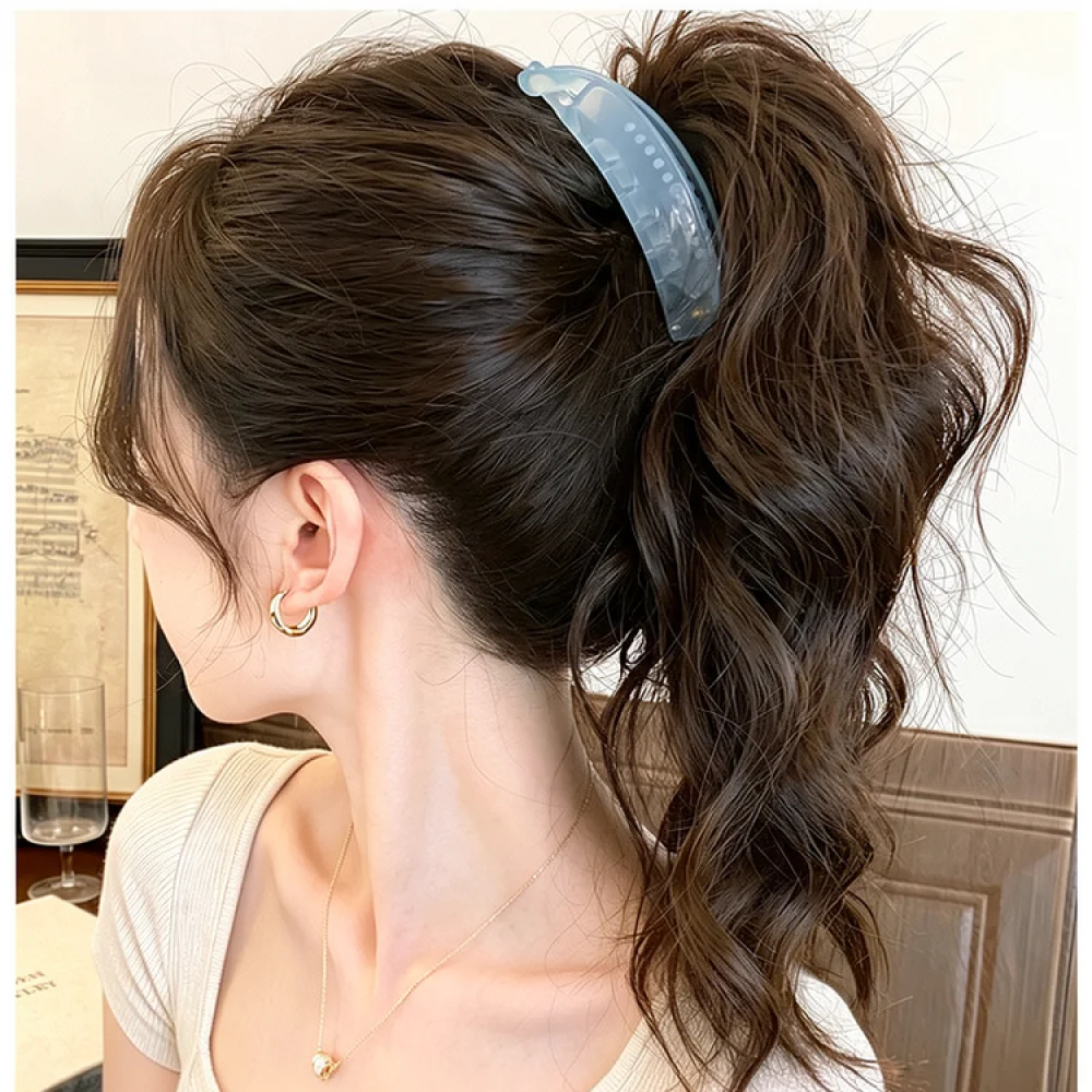 Geometric Banana Clip Jelly Color Ponytail Holder Large Hair Claw Fashion Styling Accessory Women Elegant Daily Headwear