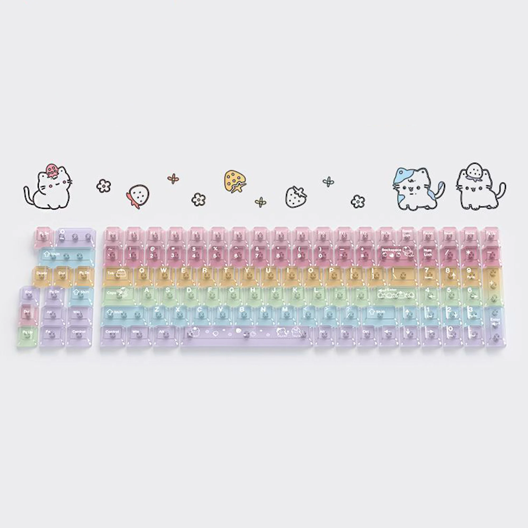 

115 Keycaps Milk Grapes Jelly Cola Color Gradient Frosted Cherry Profile PC Keycaps for 61/68/87/108 MX Mechanical Keyboards