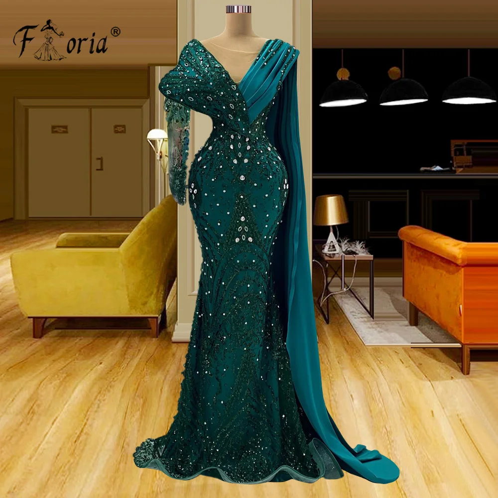 Perline Vintage abito da festa in cristallo occasione formale evento mantello strass sirena Eveing abito 2023 Dubai arabo Robe De Soiree