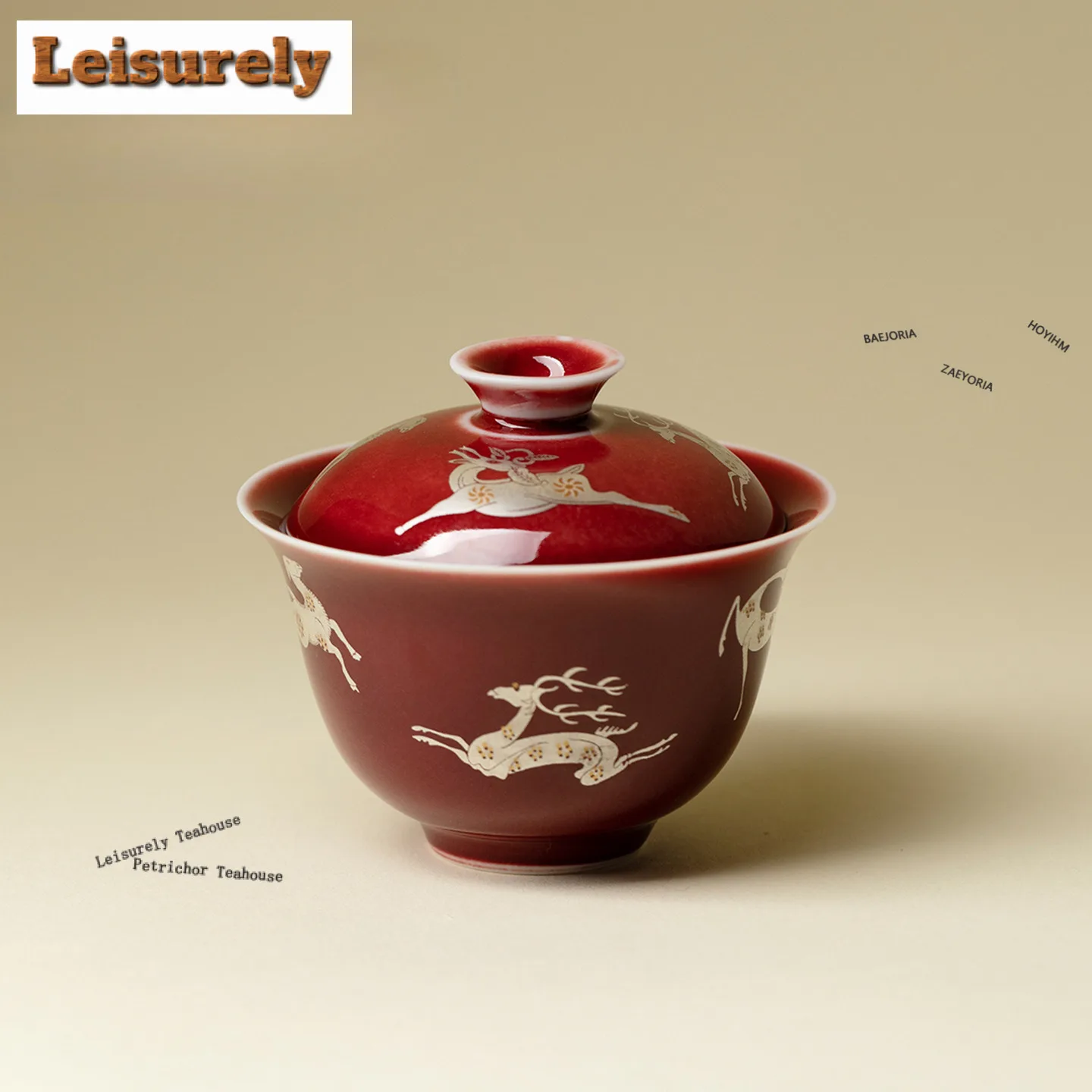 

Чайная чаша-гайвань из бобовой лозы (120 мл) с крышкой, креативный дизайн «Оленёнок», набор для чаепития, принадлежности для чайной церемонии