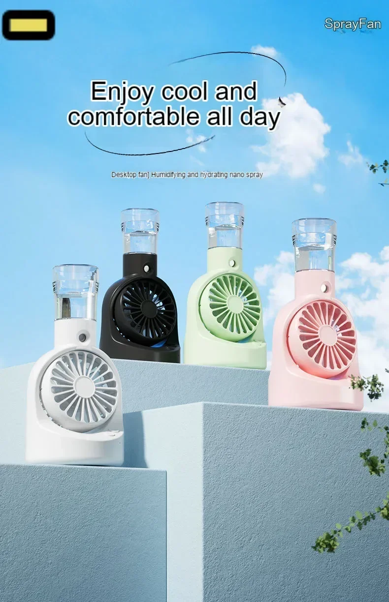 

2024 New Mini Nano Spray Fan, Rotating Desktop Humidifier Fan,Hung ，OutdoorPortable Handheld Beauty Hydration Cooling Fan