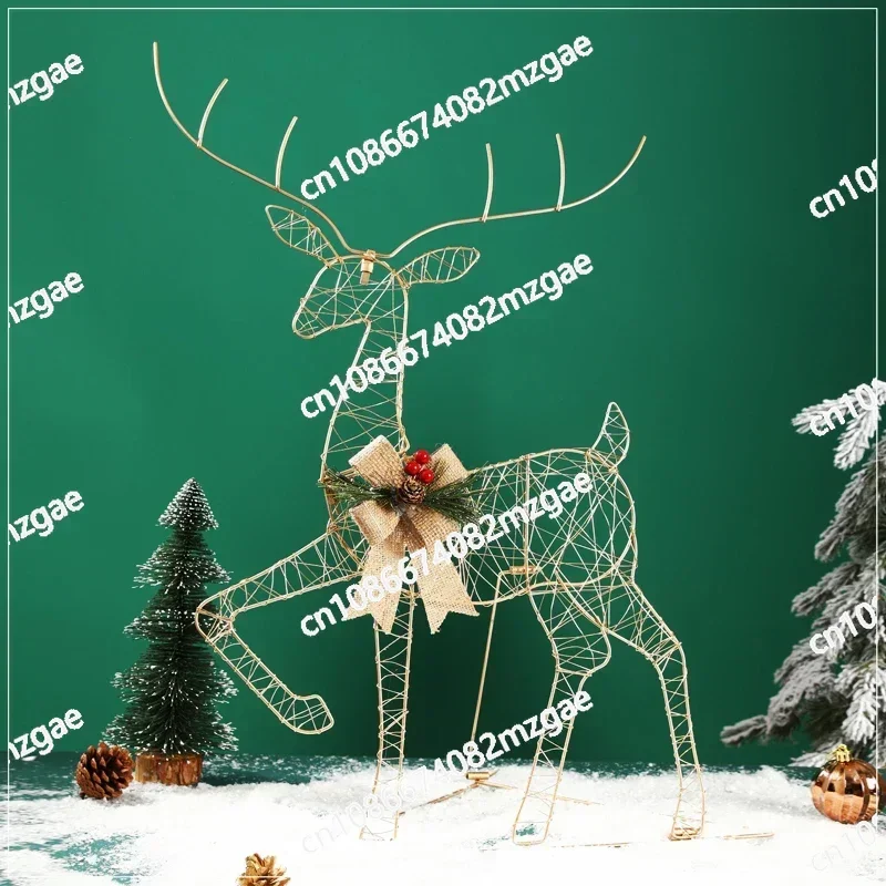 Decoration Luminous Christmas Deer Three-piece Christmas Tree Ornament Luminous Gift Box Doll Shopping Mall Window Chen Mei