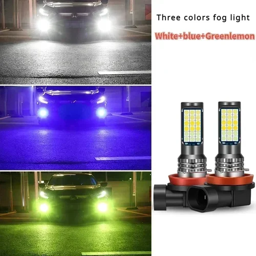 Imagen 1 del producto 3030 3 colores lámpara antiniebla Led para coche con bombilla intermitente para lámpara antiniebla de coche rojo verde rosa azul superbrillante H3 H8 H11 9006 9005 H7 H1 880 881