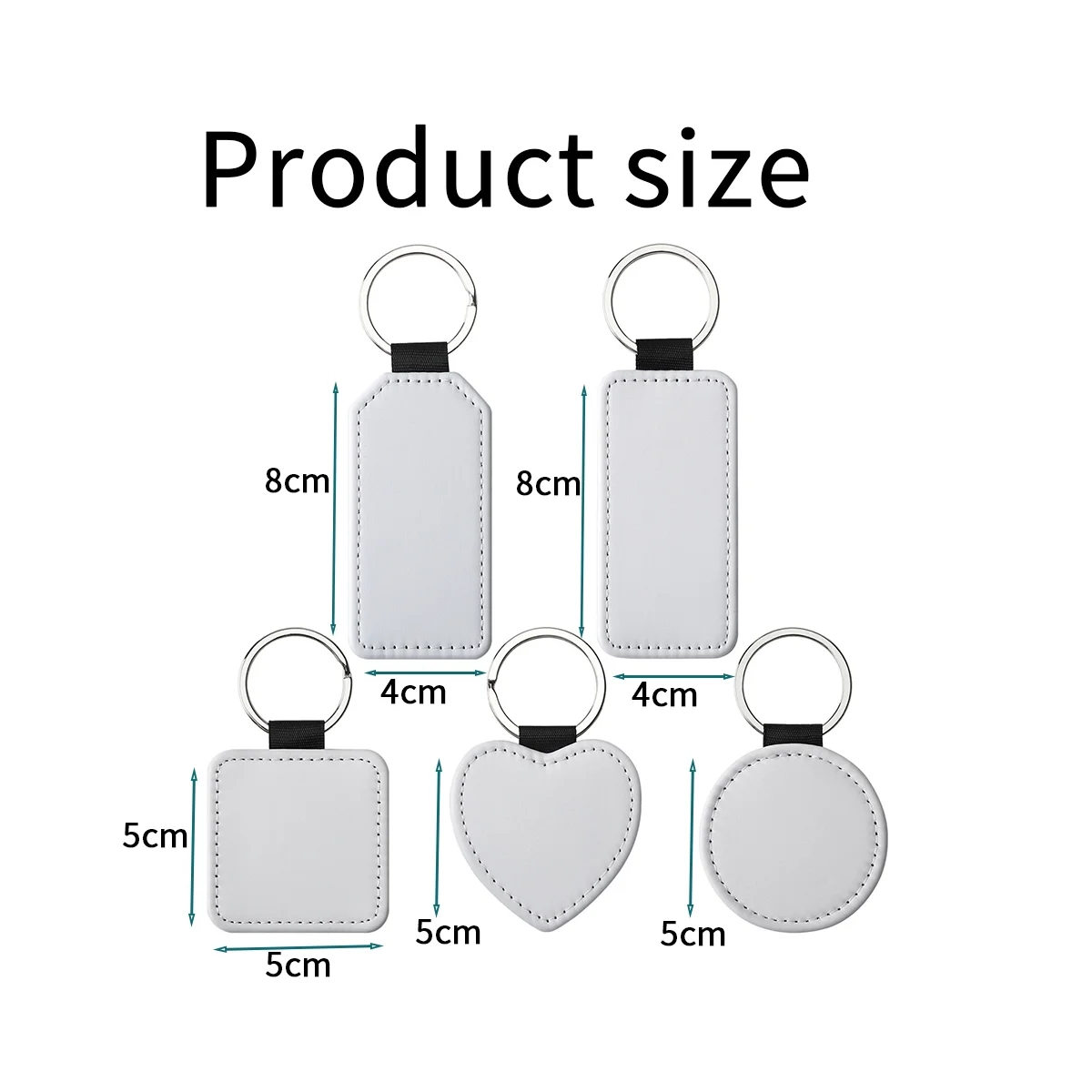 20Pack Sublimation Blanks Keychain Glitter PU Leather Keychain Heat Transfer Keyring Various Kinds Sublimation