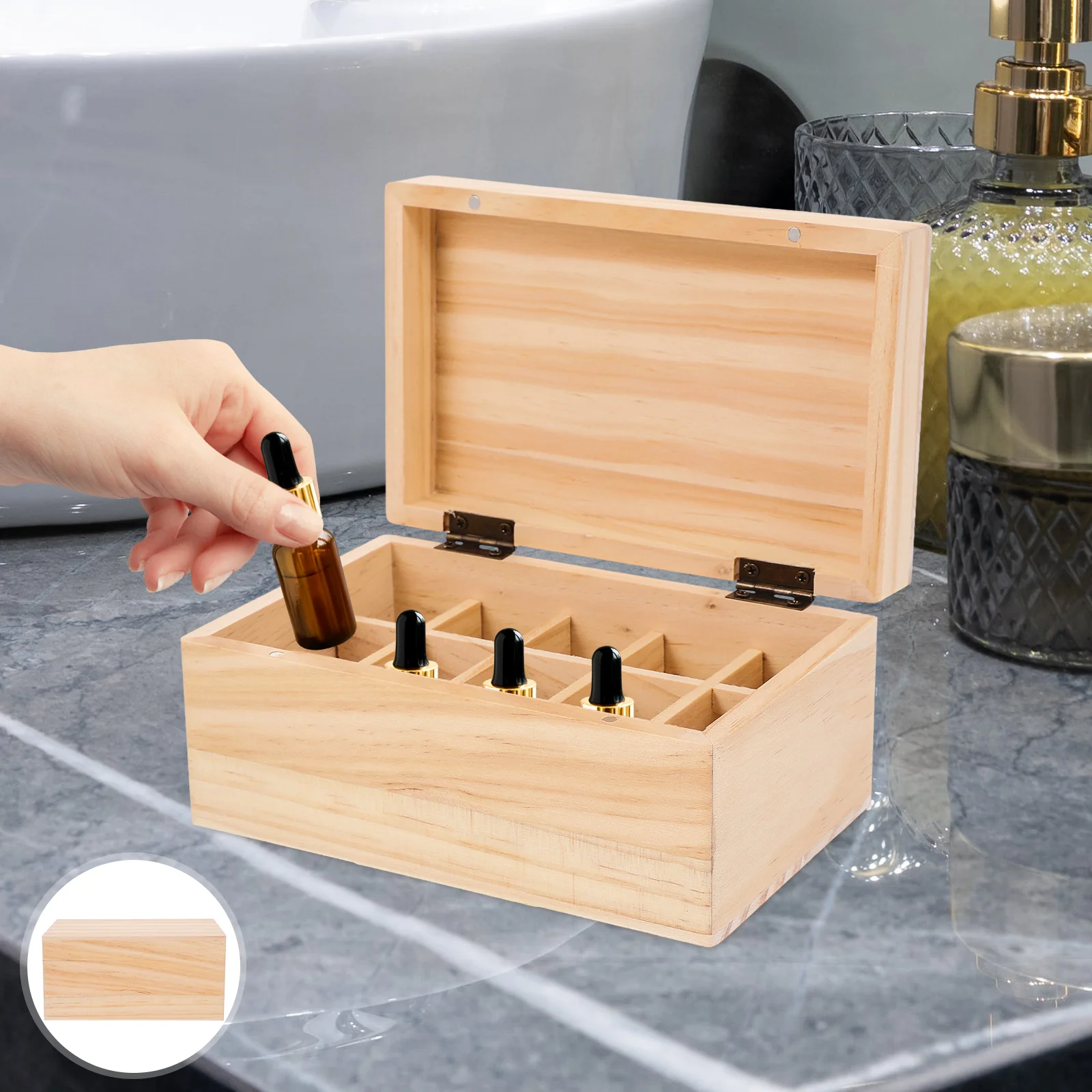 

Essential Oil Bottle Storage Box Wooden Case Packing Nail Polish Holder