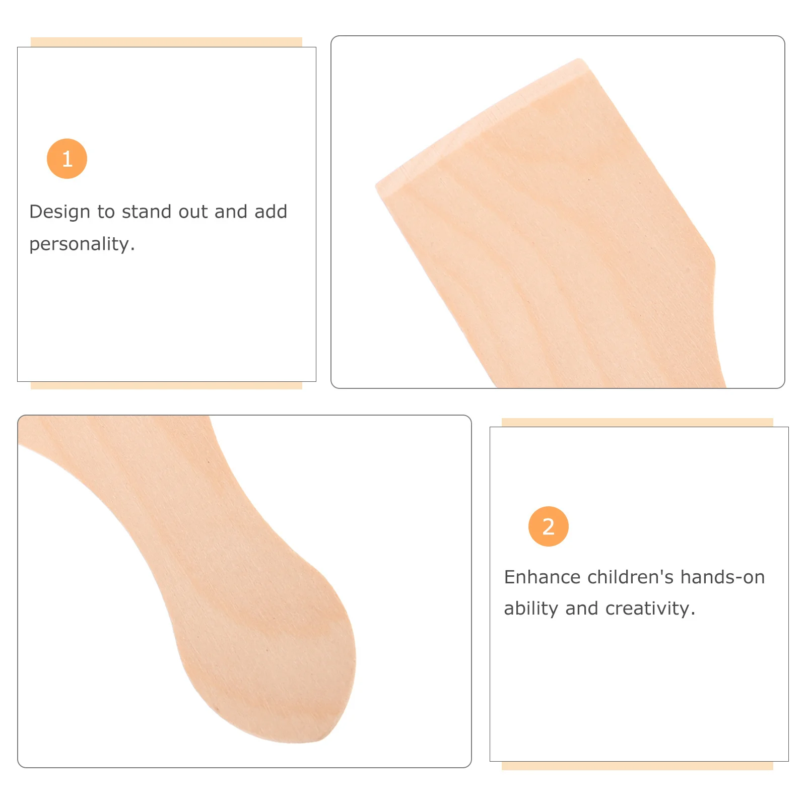 10個入り 子供用ミニ木製スパチュラセット キッズクッキングごっこ遊び用 お餅ターナー 小さな木製調理器具 キッチンツール