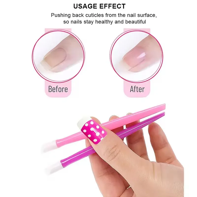 10 sztuk gumowy końcówka do skórek popychacz do skórek narzędzie do usuwania martwego naskórka do paznokci Manicure Art Salon kolor losowo — zdjęcie 5