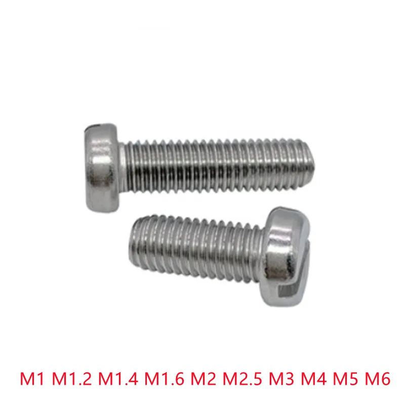 10/50pcs m1 m1.2 m1.4 M1.6 M2 M2.5 M3 M4 M5 M6 304 stainless steel DIN84 Slotted Cap Head Slot Column Round Cheese Head Screw