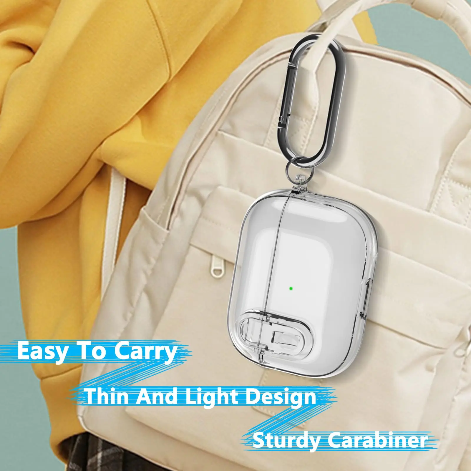 Bloqueio seguro para airpods pro 2a geração caso macio tpu capa protetora à prova de choque com mosquetão & kit de limpeza para airpods 4