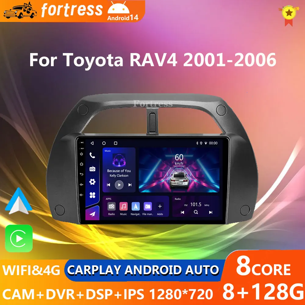 

8G+128G CarPlay 2din Android AutoRadio GPS Multimedia Player for Toyota RAV4 Rav 4 2001 2002 2003-2006 DSP IPS 2 DIN Car stereo