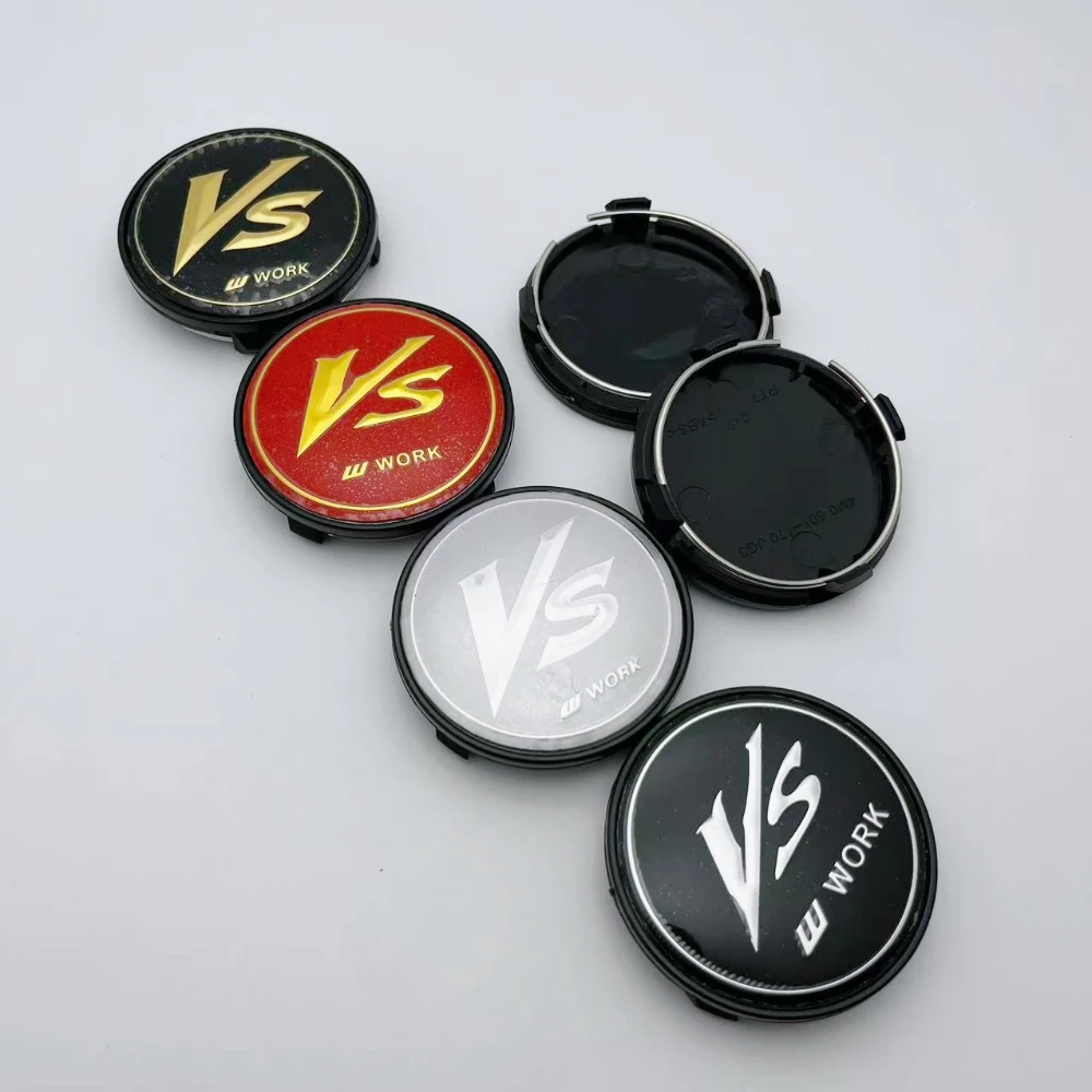 4pcs JDM VS W Work Logo Emblem Car Wheel Center Caps 61MM (I.D 56MM ) Wheels Hubcaps Rim Cover Replace Car Accessories