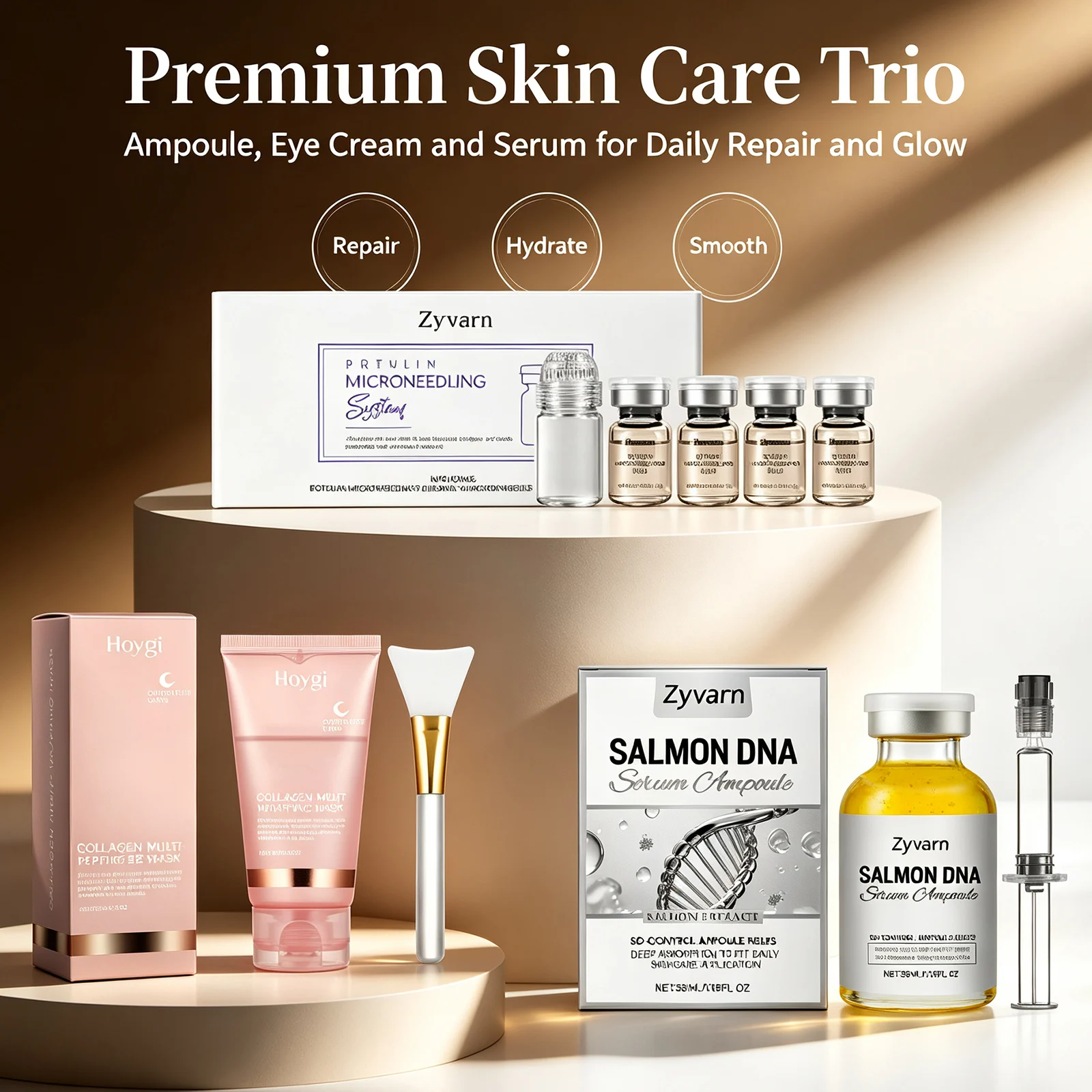 0.2mm Microneedle Serum Set Hydrating Facial Roller Beauty Device Collagen Peel Off Mask & Essence Ampoule Skincare Brightening
