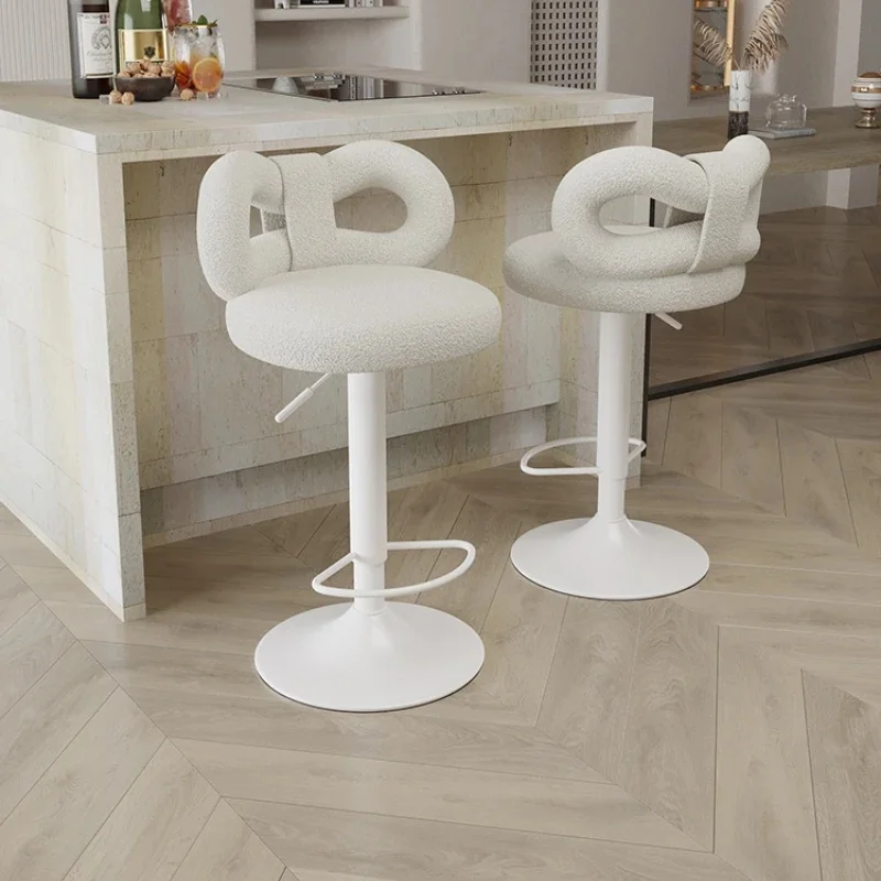 Adjustable White Minimalist Counter Stool - Modern Nordic Bar Chair, High-Quality Design for Stylish Home Decor