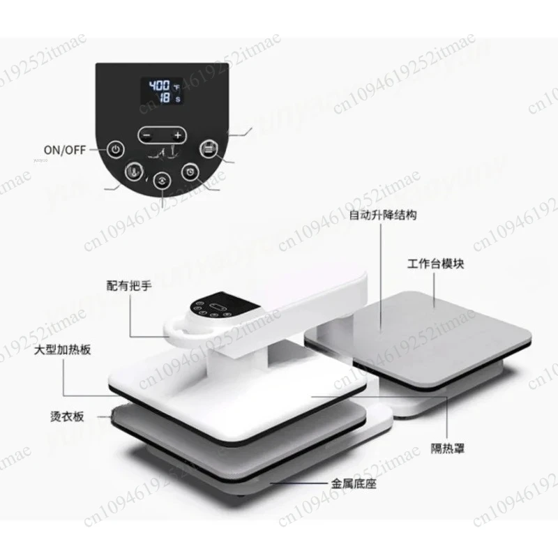 White Automatic Double‑Station Heat Press, Large‑Format T‑Shirt Garment DIY Heat Transfer Machine