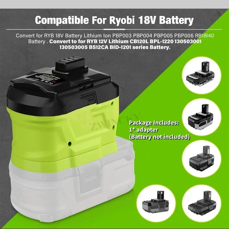 

For Ryobi Lithium Battery Adapter 18V Converter to For Ryobi 12V Batteries Electrical Tools Use Converter Tool Adapters