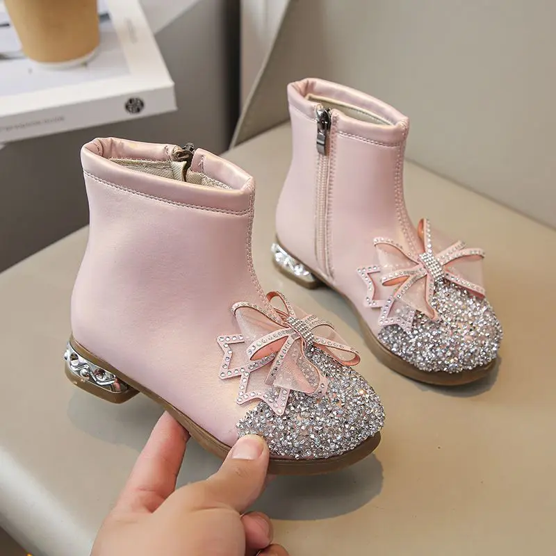 2026 Autumn Winter Girls Warm Fluffy Soft Sole Princess Ankle Boots Stylish Performance Fashion Boots for Kids​