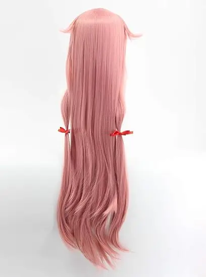 Wig Anime he Future Diary Gasai Yuno untuk Wig kostum Cosplay Pink Wig pesta rambut sintetis panjang ponytai Halloween