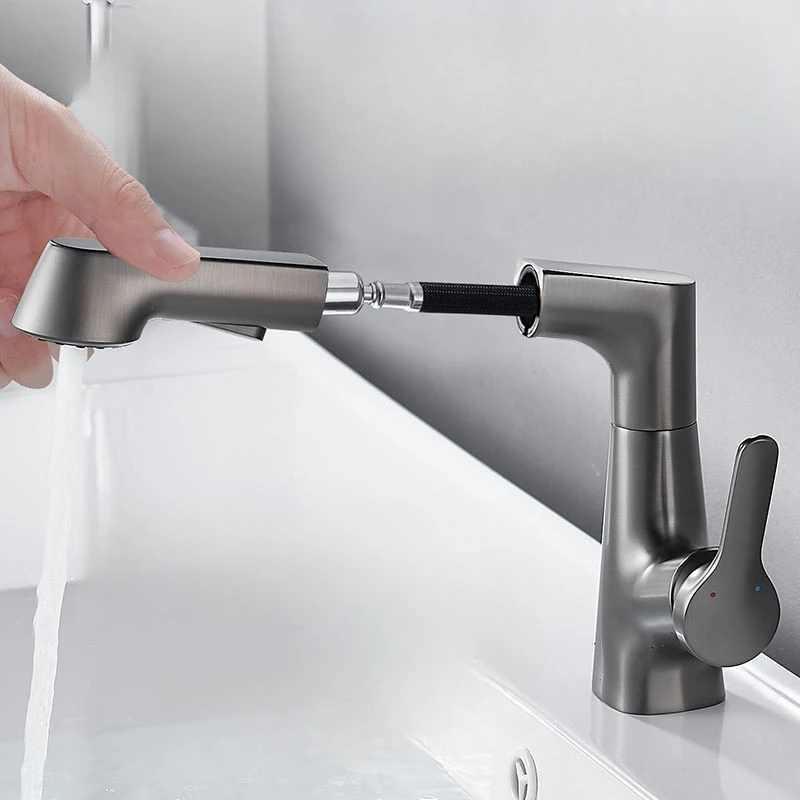 Basin pull-out faucet, bathroom lifting and rotating washbasin faucet, dual-purpose cold and hot