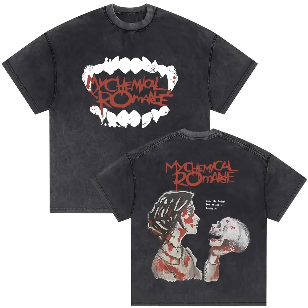 محدودة الشرير الفرقة غسلها المتضخم تي شيرت بلدي الكيميائية الرومانسية ثلاث هتاف ل الحلو الانتقام خمر تي شيرت المرأة روك تيز