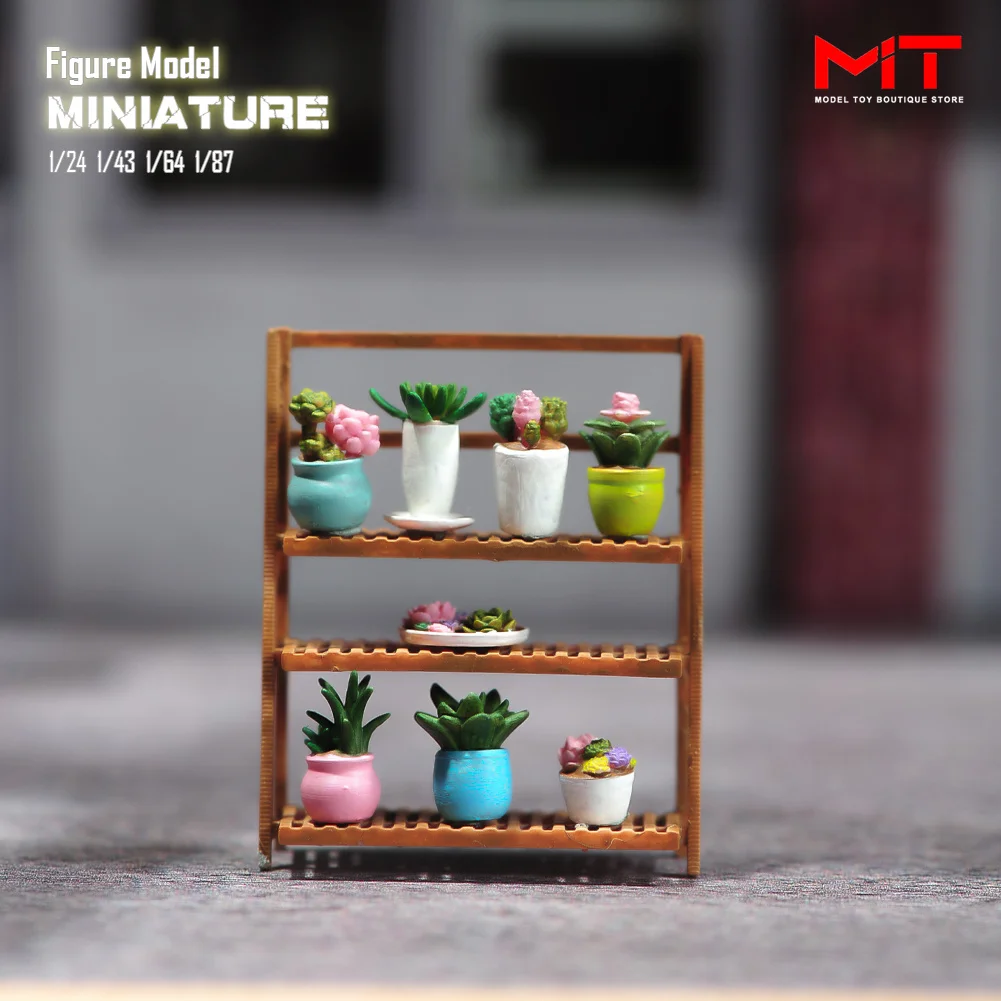 

Miniatures Figurine 1/87 1/64 1/43 1/24 Potted Flower Racks Green Plants Figure 3D Print Diorama Model Creative Scene Prop Decor