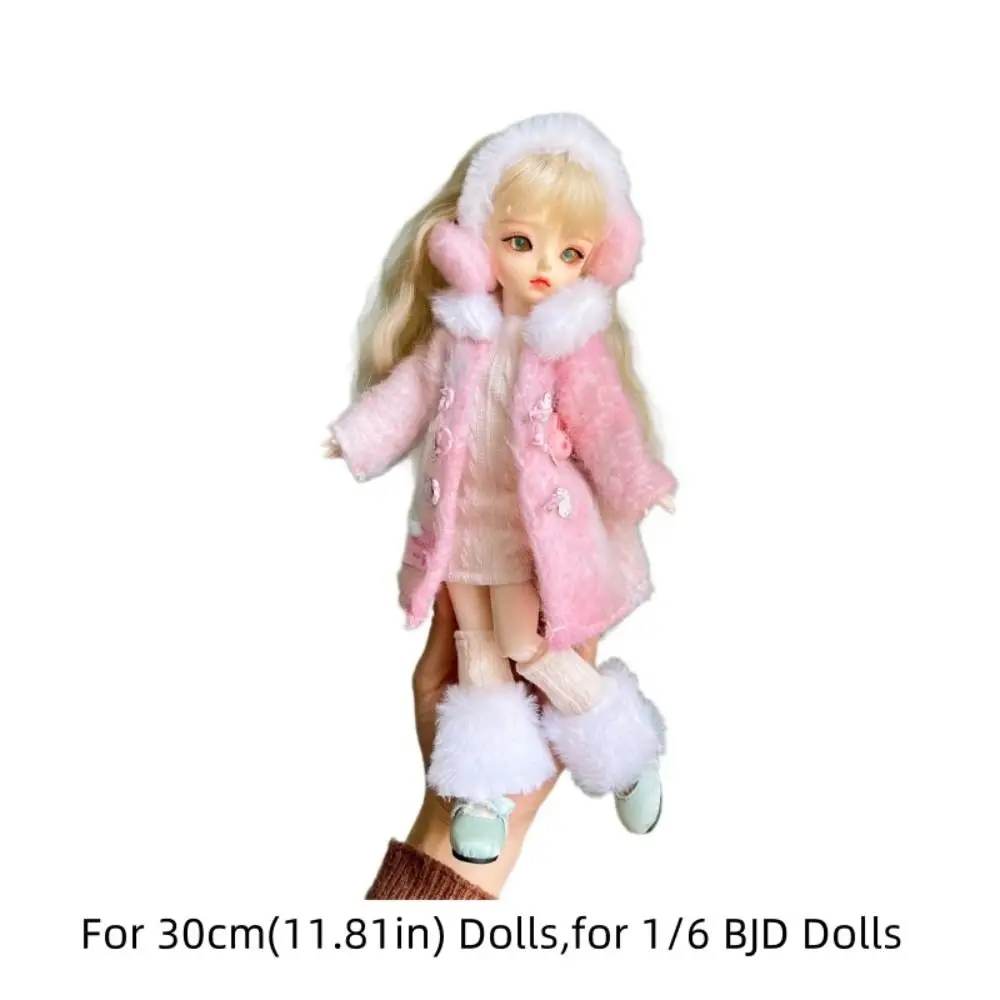 Elegant 1/6 BJD Doll Clothing Fashion Outfit Set Pretty Dress Hat Winter Coat for BJD Doll 30cm Doll Accessories Girl Toy Gift