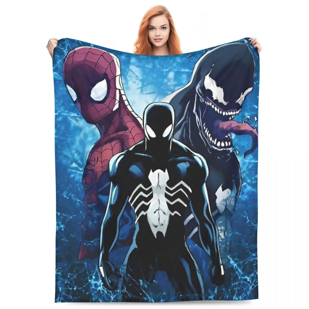 Rising Spider Venom Symbiote Antihero Spiderman Blanket Velvet Decoration Soft Throw Blanket for Sofa Outdoor Plush Thin Quilt