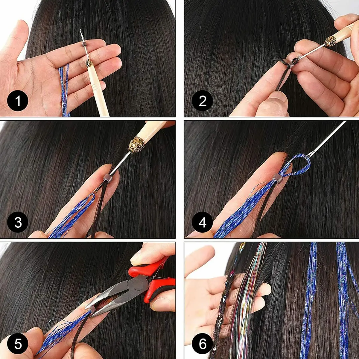 Estensioni dei capelli di piume colorate sintetiche 16 pollici 10 pezzi/pacco fibra parrucchino colore blu rosa per le donne capelli finti