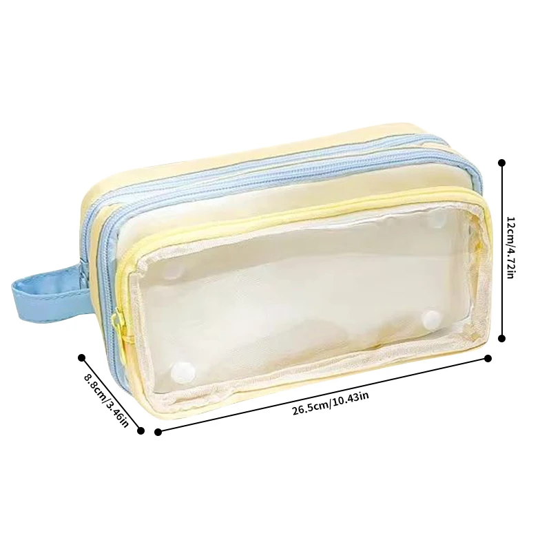 Cute Clear Window Pencil Case, Large Capacity Multi-color Student Stationery Pouch