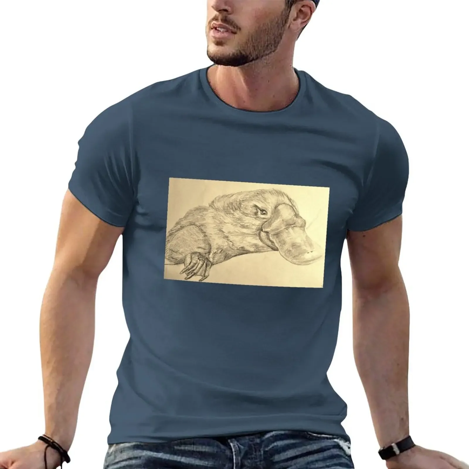 Platypusn drawing in sepia T-Shirt quick-drying quick drying boys whites mens t shirts casual stylish