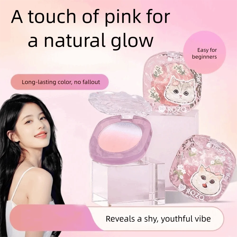 Perzikroze kleurverloop Blusher Matte afwerking Waterproof Face Blush Palette Natural Nude Fine Flash Cream Blush Dagelijkse cosmetica