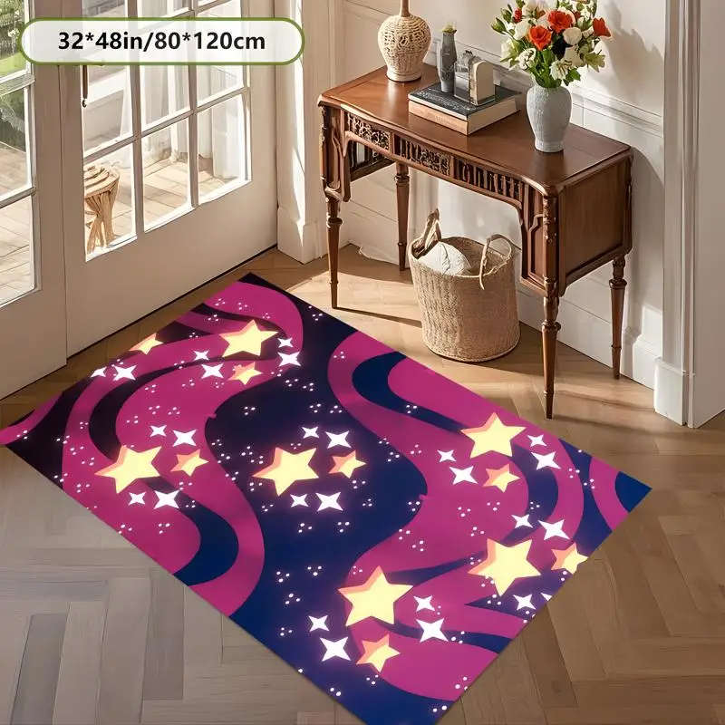 Purple Pink Wave Yellow White Starlight Rug Soft Velvet Living Room Bedroom Home Decor