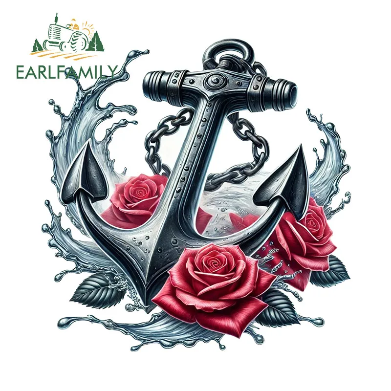 EARLFAMILY The Anchor That Braves The Wind and Waves Car Stickers Helmet Trunk Waterproof Decal Fashionable Car Accessories