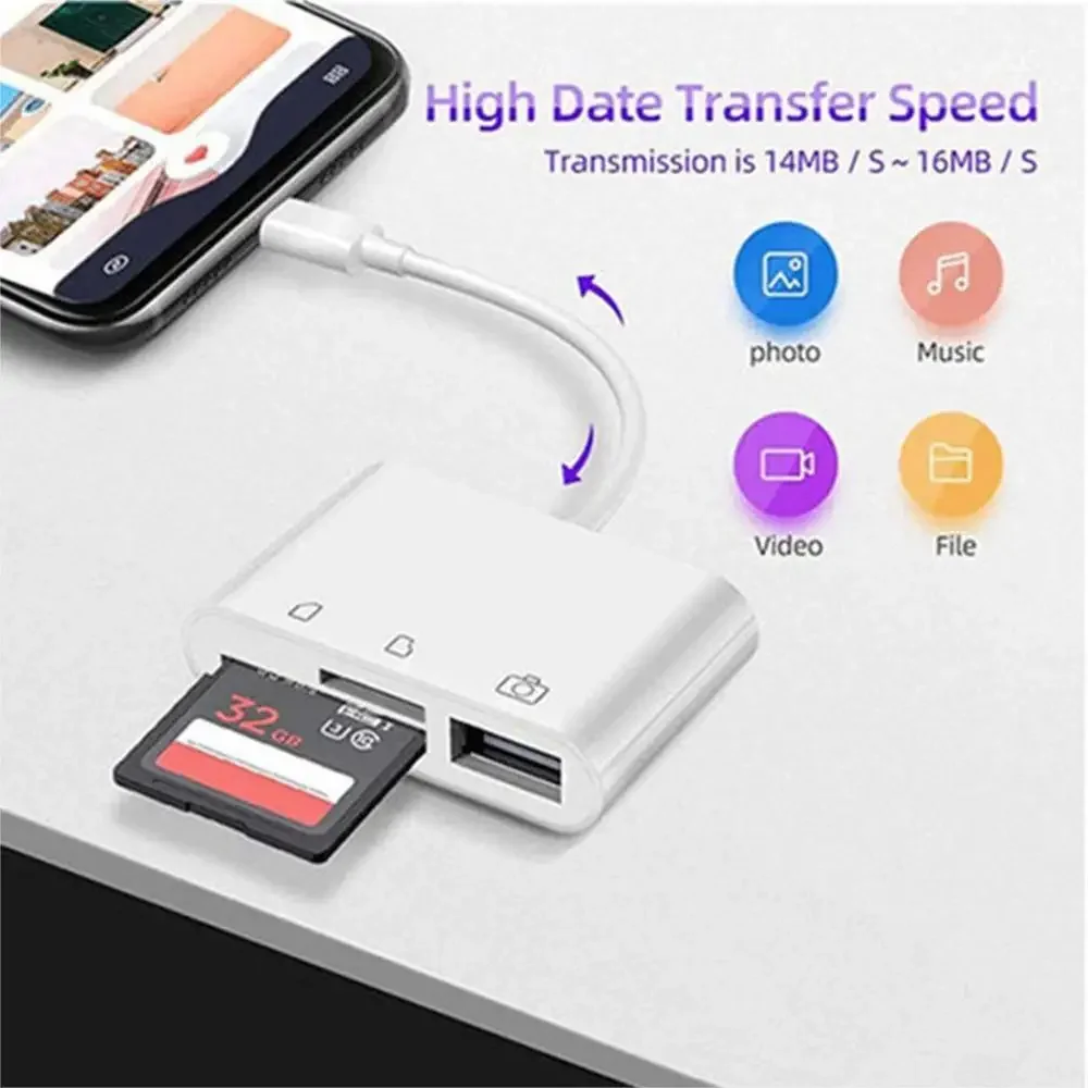 USB Flash Plug Play USB Dongle Card Reader dla iPhone iPhone TypeC do SD TF Card Adapter 3-w-1 Camera dla USB Flash Plug Play